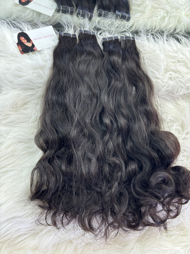 Raw Indian Wavy Tape In Hair Extensions - (40 Pack)